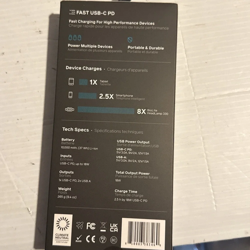 BIOLITE CHARGE 40 PD FAST USB-C PD 10,000 mAh Brand New Sealed